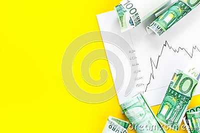 Dynamics of exchange rates - euro chart top view Stock Photo