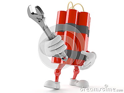 Dynamite character holding adjustable wrench Stock Photo