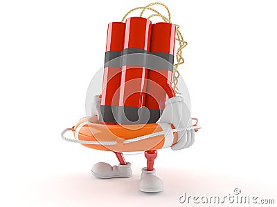 Dynamite character holding life buoy Cartoon Illustration