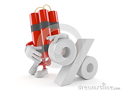 Dynamite character with percent symbol Stock Photo