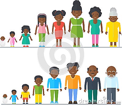 Dynasty african american Black family. Vector Illustration