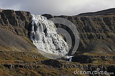 Dynjandi, also named Fjalfoss. Majestic waterfall in the west fjords of Iceland. Stock Photo