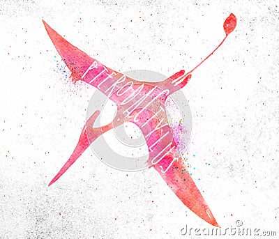 Dynosaur pterodactylus vivid color Vector Illustration