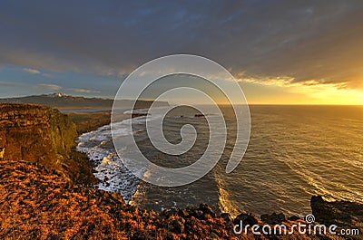 Dyrholaey view unto Reynisfjara, Iceland Stock Photo