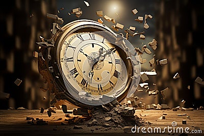 Dysfunctional Old broken clock. Generate AI Stock Photo