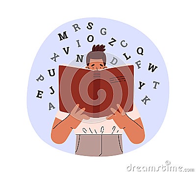 Dysgraphia, dyslexia and learning difficulties, vector illustration isolated. Vector Illustration