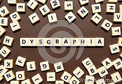 Dysgraphia letters brown background Stock Photo