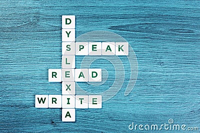 Dyslexia concept, word spelled out as crossword Stock Photo