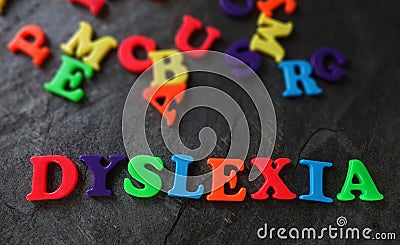 Dyslexia in play letters Stock Photo