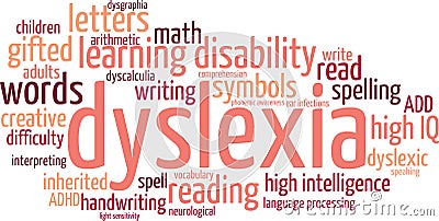 Dyslexia Word Cloud Vector Illustration