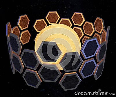 A Dyson sphere is a hypothetical megastructure Stock Photo