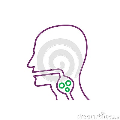 Dysphagia linear icon. Aphagia line pictogram. Difficulty in swallowing symbol. Vector Illustration