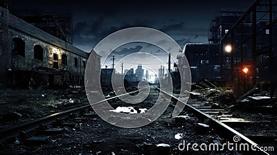 dystopian dark industrial background Cartoon Illustration