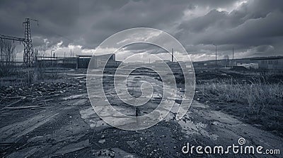 Dystopian Isolation: Abstract Anti-Humanist Landscape Stock Photo