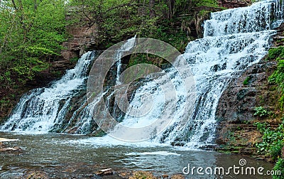 Dzhurynskyi waterfall, Ukraine. Stock Photo