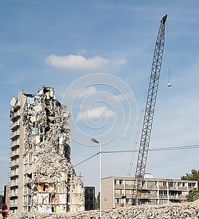 dÃ©molition of a building Stock Photo