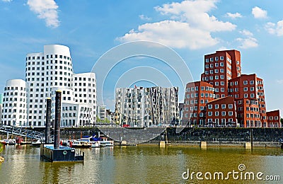 DÃ¼sseldorf Media Harbor with Gehry buildings Editorial Stock Photo