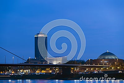 DÃ¼sseldorf at Night Editorial Stock Photo