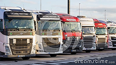 Truck overnight parking Editorial Stock Photo