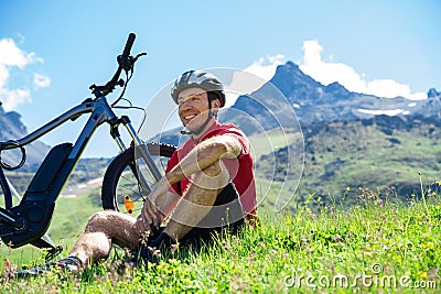 E Bike Bicycle In Austria. Mountain Ebike Stock Photo