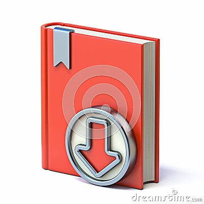 E-Book with circle download button 3D Cartoon Illustration