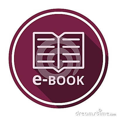 E-Book sign icon with long shadow Vector Illustration