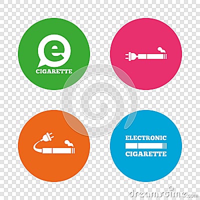 E-Cigarette signs. Electronic smoking icons. Vector Illustration