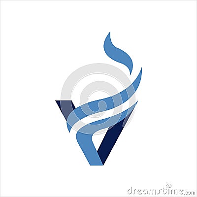 e cigarette vaporize vape logo design vector burning initial V icon symbol graphic Vector Illustration