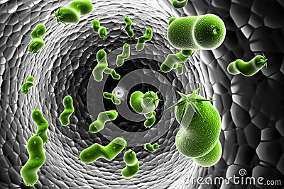 E coli Bacteria Cartoon Illustration