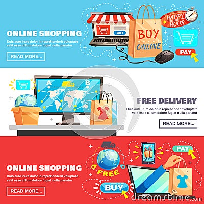 E-Commerce Banners Collection Vector Illustration