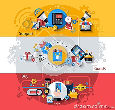 E-commerce Banners Set Vector Illustration