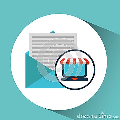 E-commerce concept email cart icon Vector Illustration