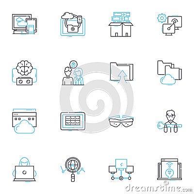 E-commerce currency linear icons set. Bitcoin, Cryptocurrency, Payment, Transaction, Digital, Wallet, Blockchain line Vector Illustration