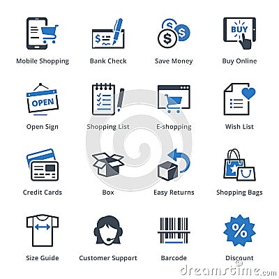 E-commerce Icons Set 3 - Blue Series Vector Illustration