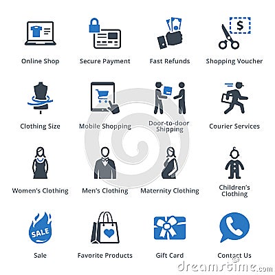 E-commerce Icons Set 1 - Blue Series Vector Illustration