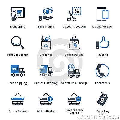 E-commerce Icons Set 4 - Blue Series Editorial Stock Photo