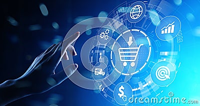 E-Commerce, Online chopping Internet business concept on virtual screen. Stock Photo