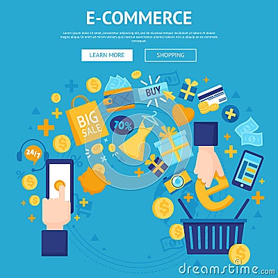 E-commerce Online Shop Webpage Design Vector Illustration
