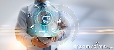 E-commerce Online Shopping Digital marketing and sales business technology concept. Stock Photo