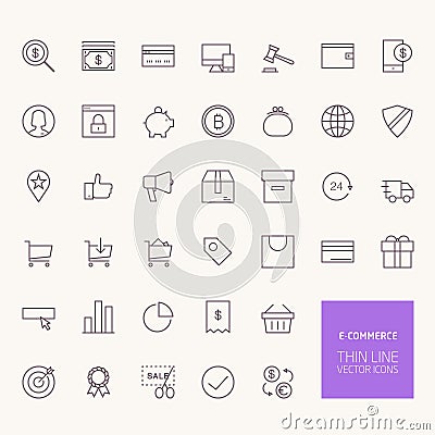 E-commerce Outline Icons Vector Illustration