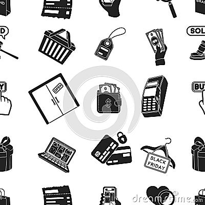 E-commerce pattern icons in black style. Big collection of e-commerce vector symbol stock illustration Vector Illustration