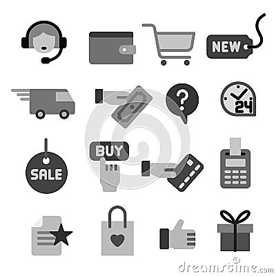 E-commerce shop gray icons Vector Illustration