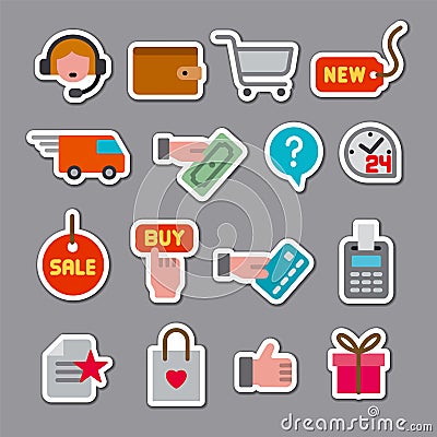 E-commerce shop stickers Vector Illustration