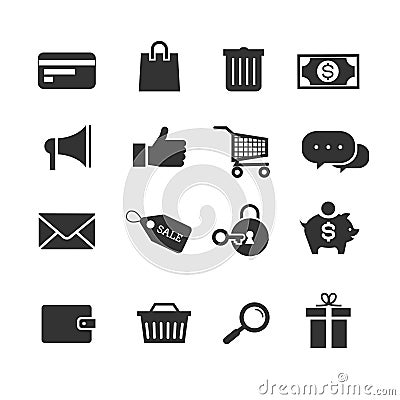 E-commerce shopping vector icons set Vector Illustration