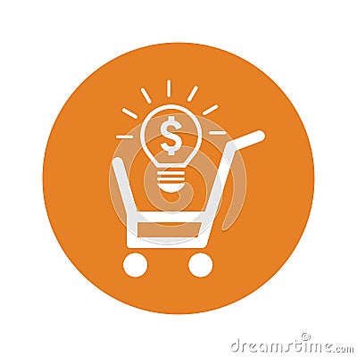 E commerce solution icon / orange vector Vector Illustration