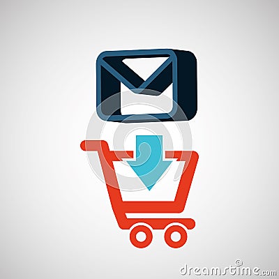 E-commerce store email envelope digital Vector Illustration