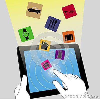 E commerce on tablet pc Vector Illustration