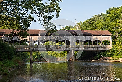 35-83-E - Corwin M. Nixon Covered Bridge in Warren County, Ohio Stock Photo