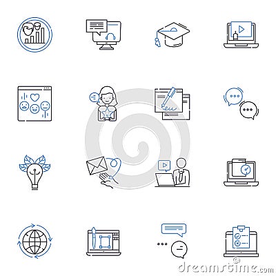 E-Courses line icons collection. Online classes, Instructionals, Tutoring, Lessons, Workshops, Seminars, Training vector Vector Illustration