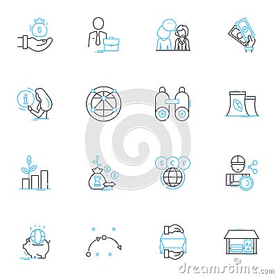 E-currency linear icons set. Bitcoin, Cryptocurrency, Blockchain, Ethereum, Wallet, Digital, Currency line vector and Vector Illustration